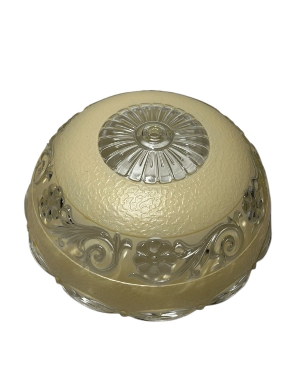 Vintage Art Deco Glass Ceiling Light Fixture. Flowers. Scalloped edge